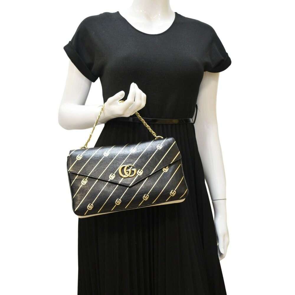 GUCCI  Thiara Medium Double Smooth Leather Satchel Bag White/Black 524822 - Picture 2 of 15